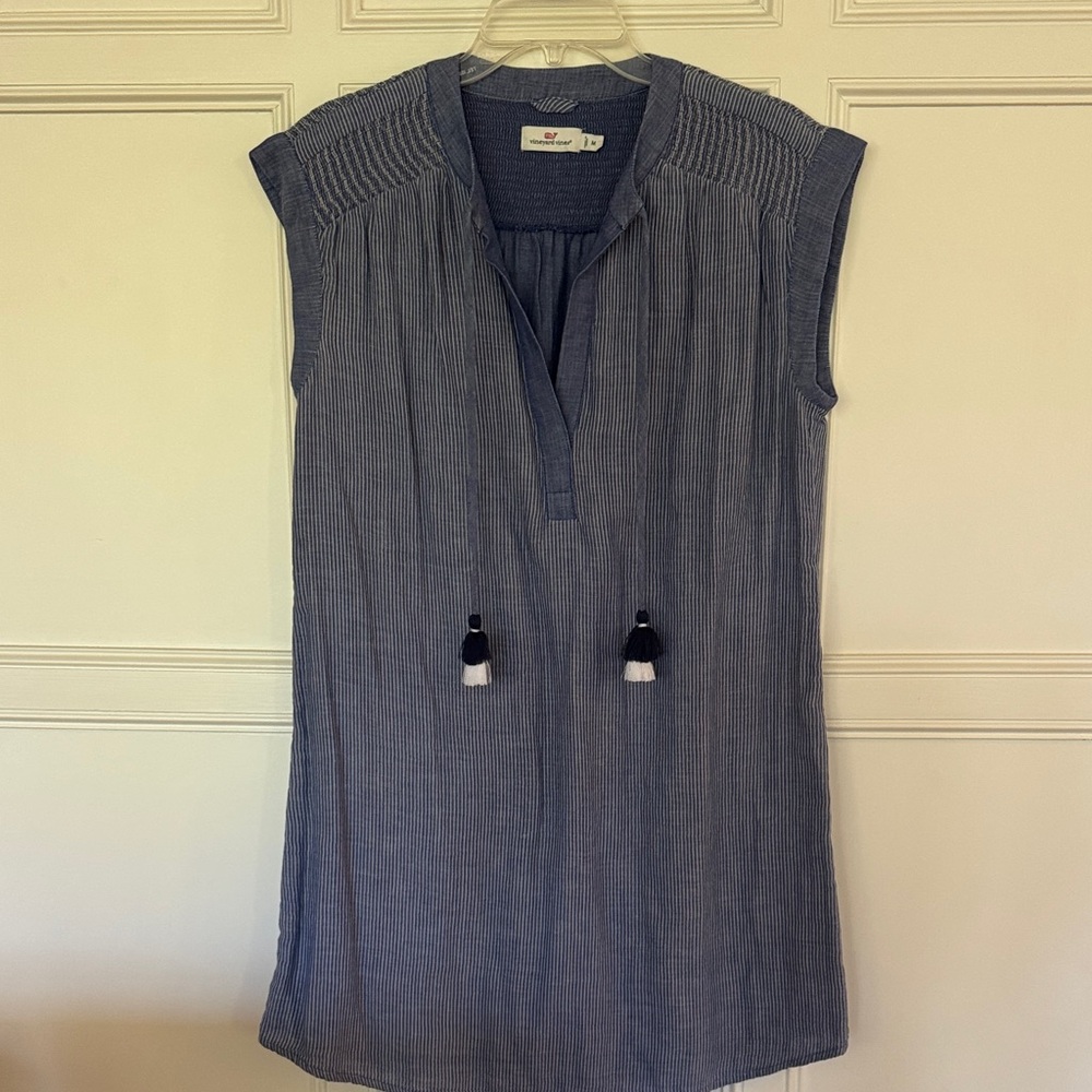 Vineyard Vines Striped Sleeveless Tunic dress with Tassels